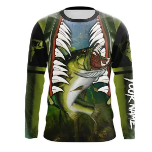 Customized Largemouth Bass fishing shirts, long sleeve performance fishing shirts TTS0672
