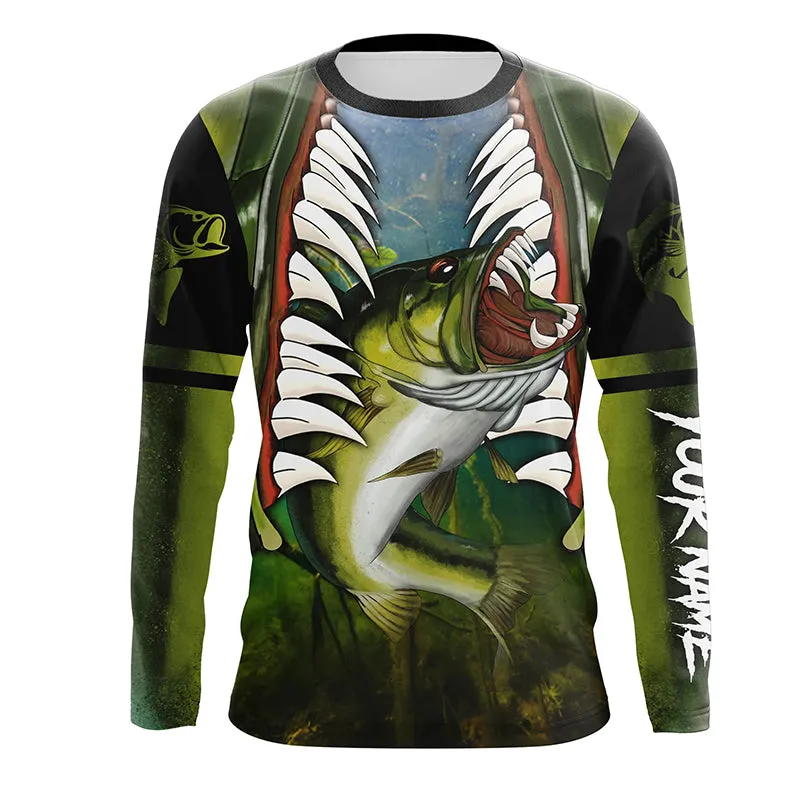 Customized Largemouth Bass fishing shirts, long sleeve performance fishing shirts TTS0672
