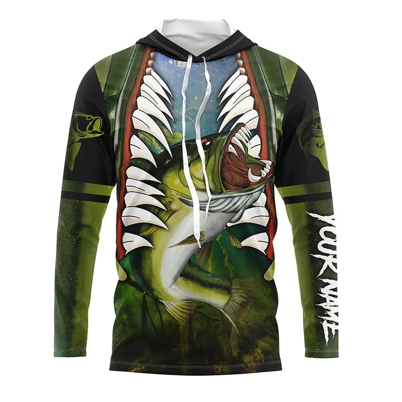 Customized Largemouth Bass fishing shirts, long sleeve performance fishing shirts TTS0672