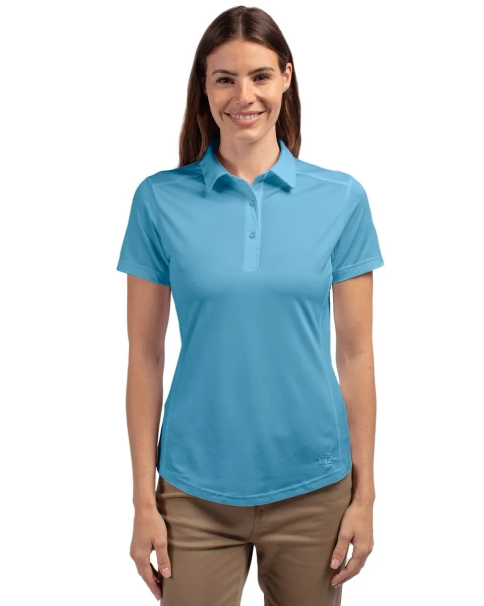 Cutter & Buck Womens Prospect Textured Stretch Short Sleeve Polo