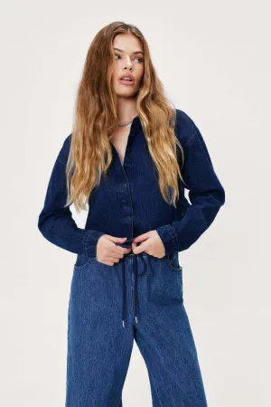 Denim Asymmetric Hem Shirt