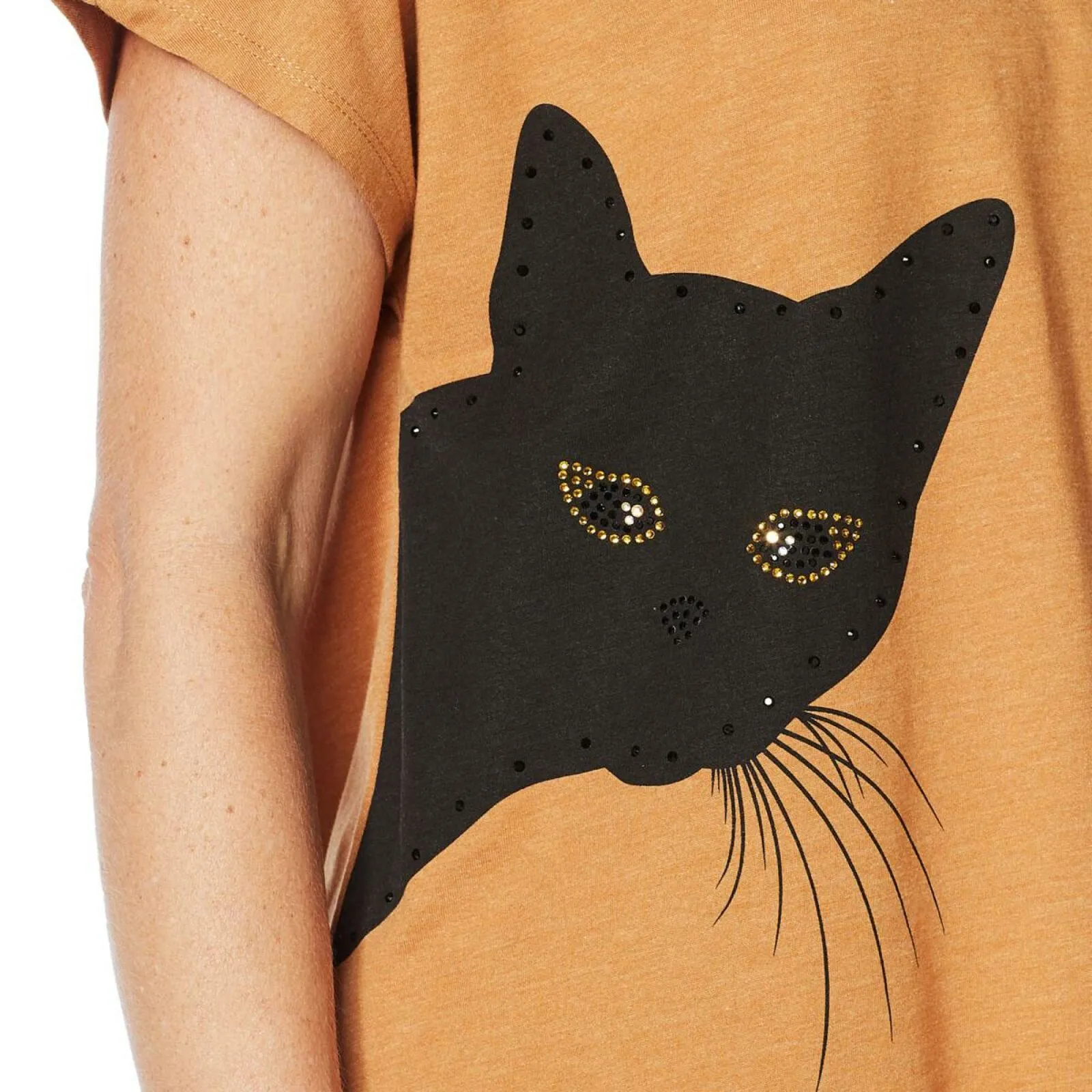 DG2 by Diane Gilman Women's Plus Size Sequined Kitty T-Shirt