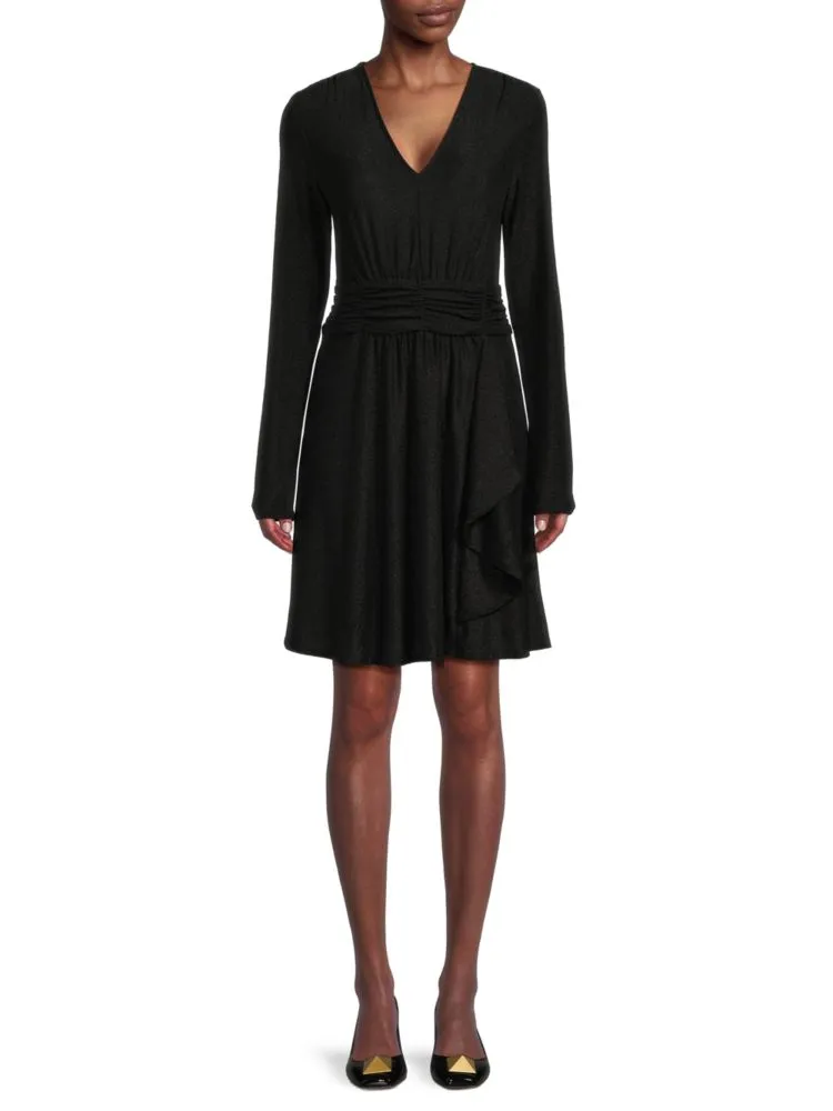 Dkny sequined knitted A-line dress, black