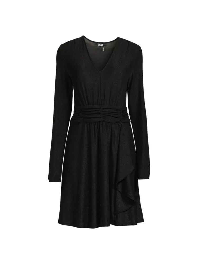 Dkny sequined knitted A-line dress, black