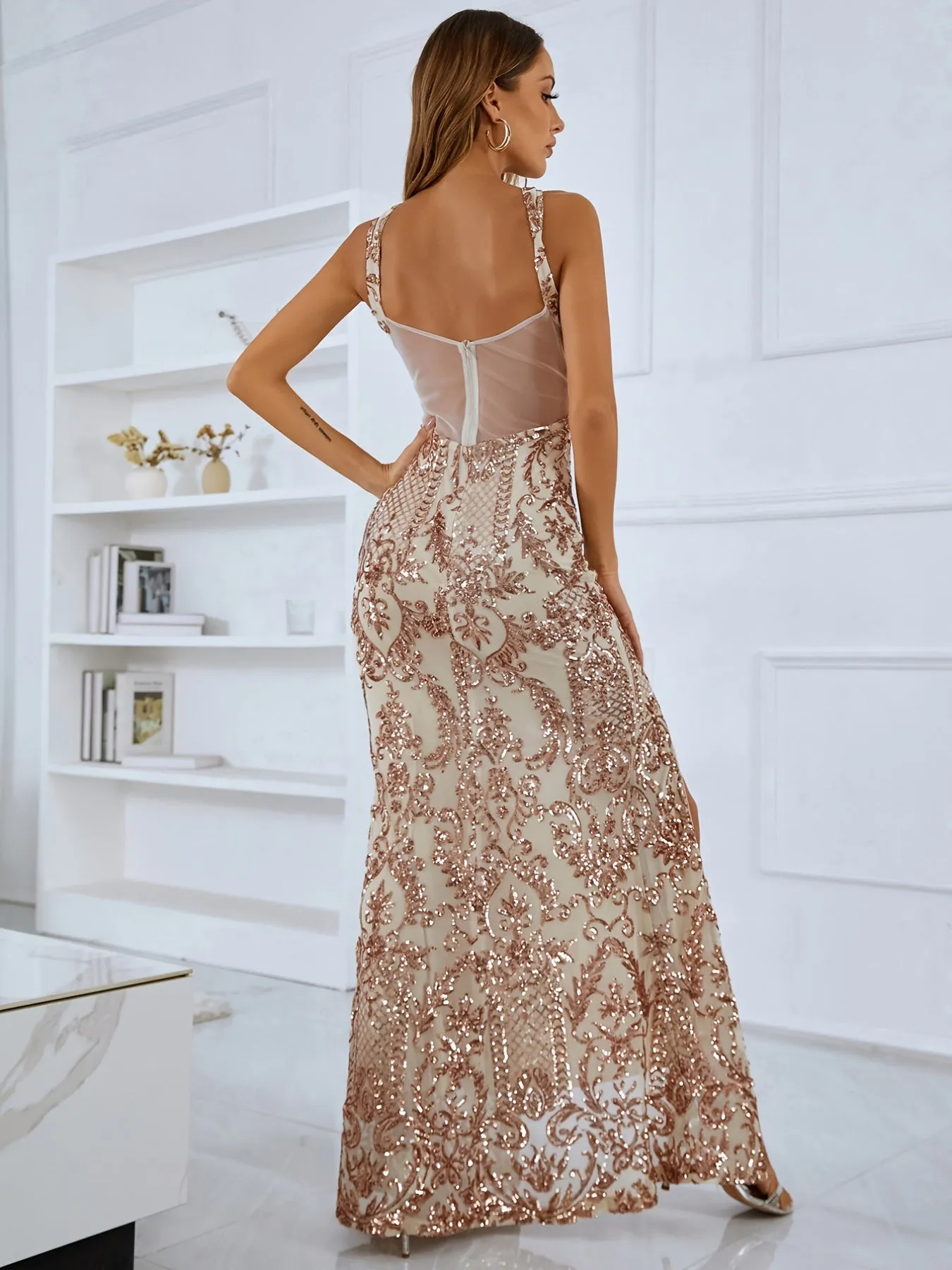 Elegant Sequined Evening Dress