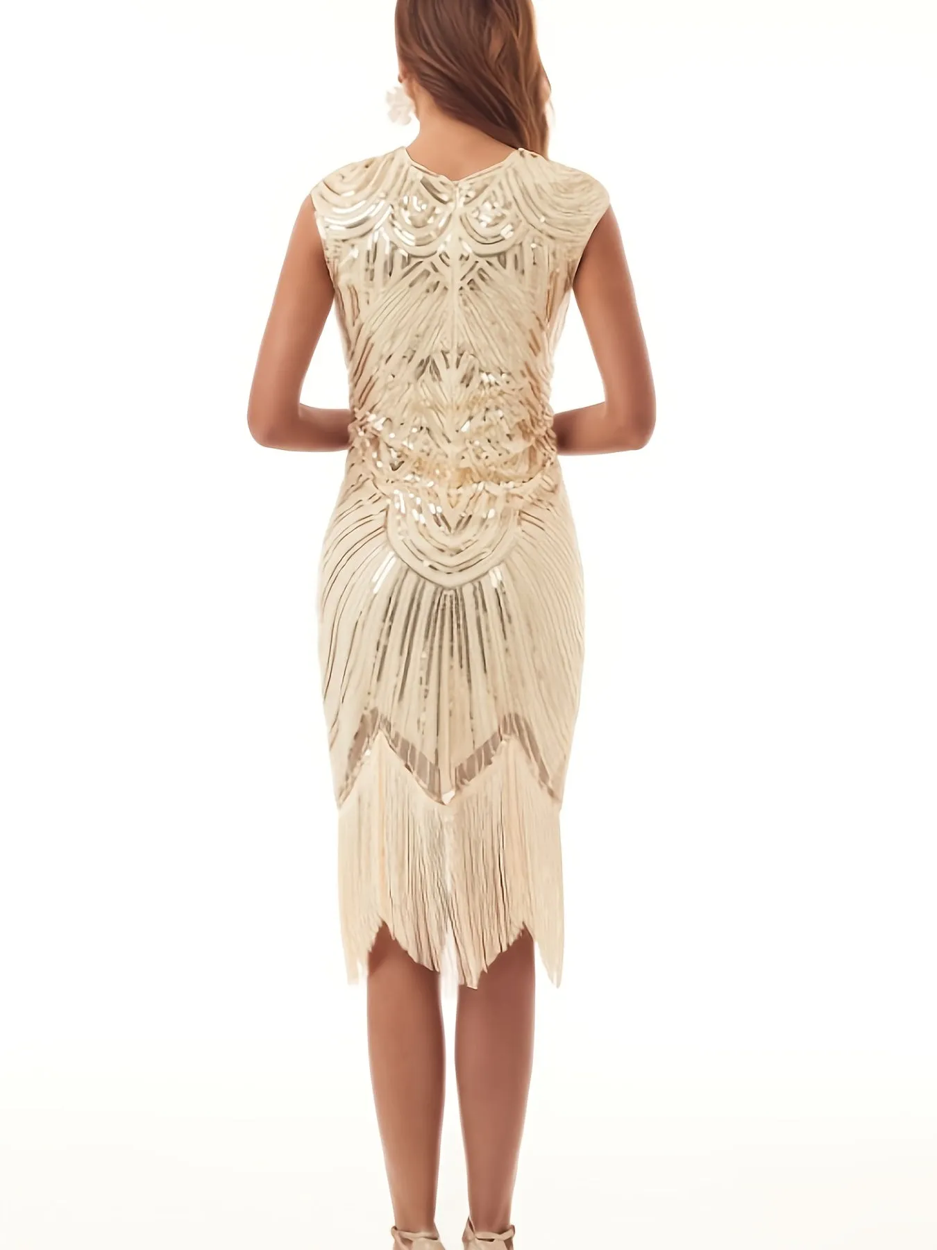 Elegant Skinny Sequined Tassel Dress