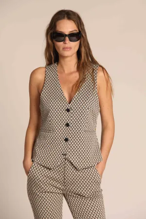 Ellen women's vest in jersey with herringbone motif