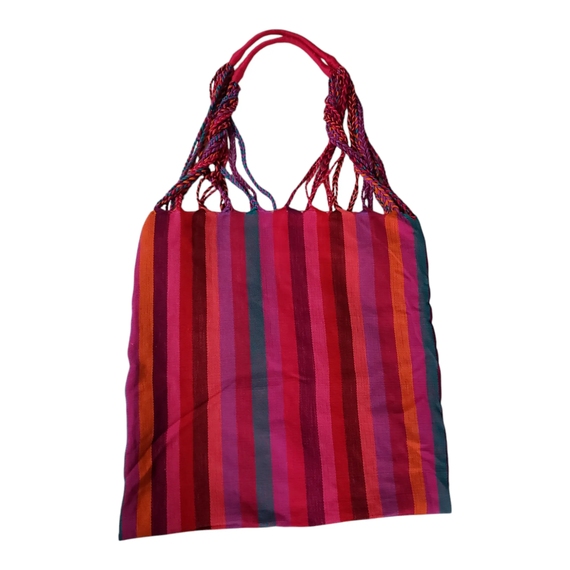 Embroidered Mexican Striped Hammock Bag Woven Tote Chiapas Women's Handmade