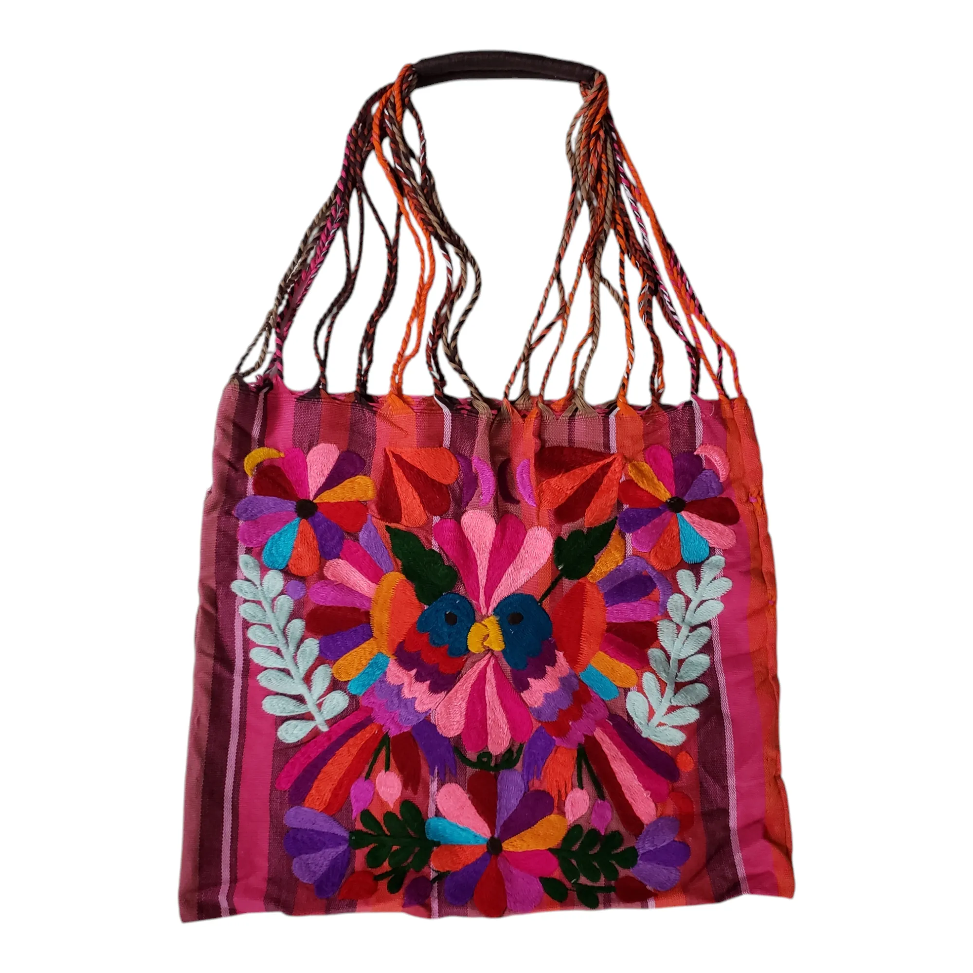 Embroidered Mexican Striped Hammock Bag Woven Tote Chiapas Women's Handmade
