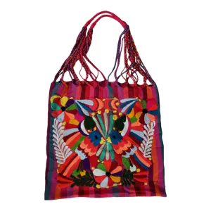 Embroidered Mexican Striped Hammock Bag Woven Tote Chiapas Women's Handmade