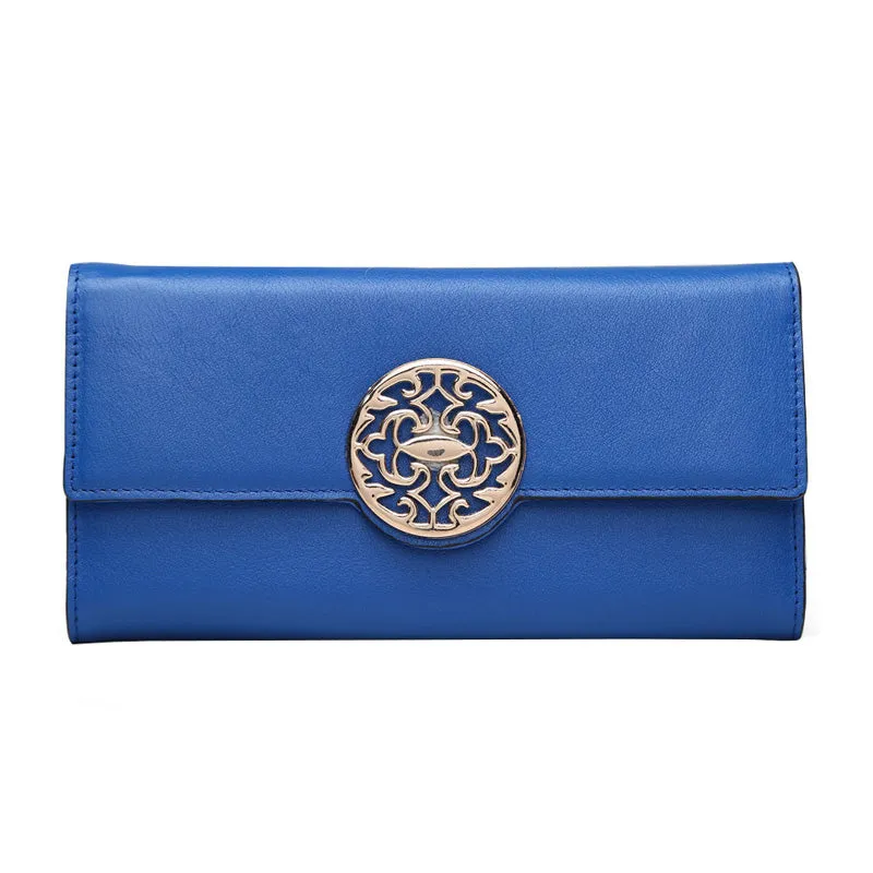 Fashion Genuine Leather wallet women luxury brand long simple Calfskin wallets personalized multi-function sequins clutch purse
