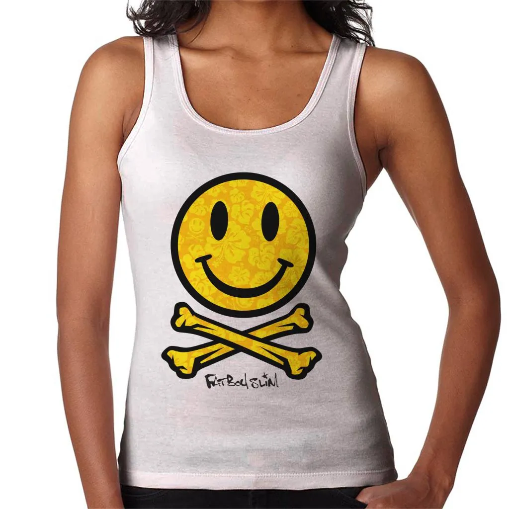 Fatboy Slim Flower Pattern Smiley And Crossbones Women's Vest