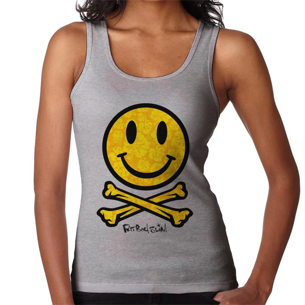 Fatboy Slim Flower Pattern Smiley And Crossbones Women's Vest
