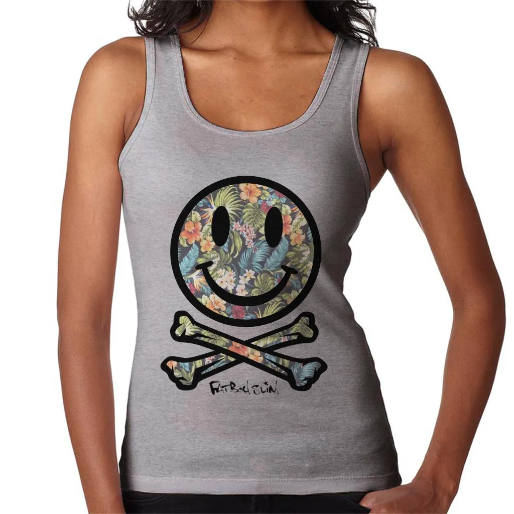 Fatboy Slim Tropical Floral Smiley And Crossbones Women's Vest