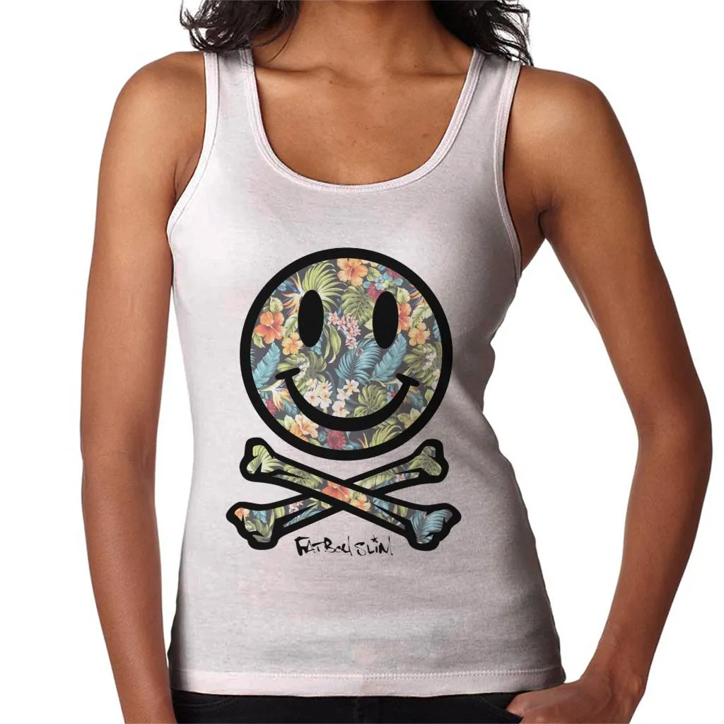 Fatboy Slim Tropical Floral Smiley And Crossbones Women's Vest