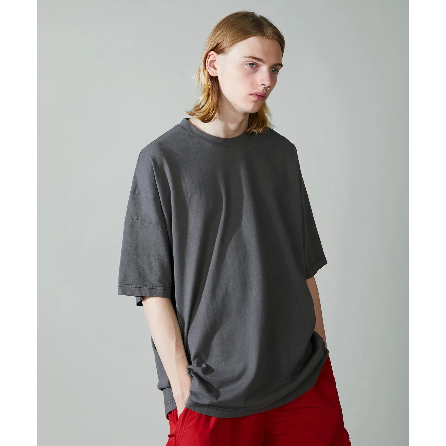 F/CE Men Natural Pigment Oversized Tee Charcoal