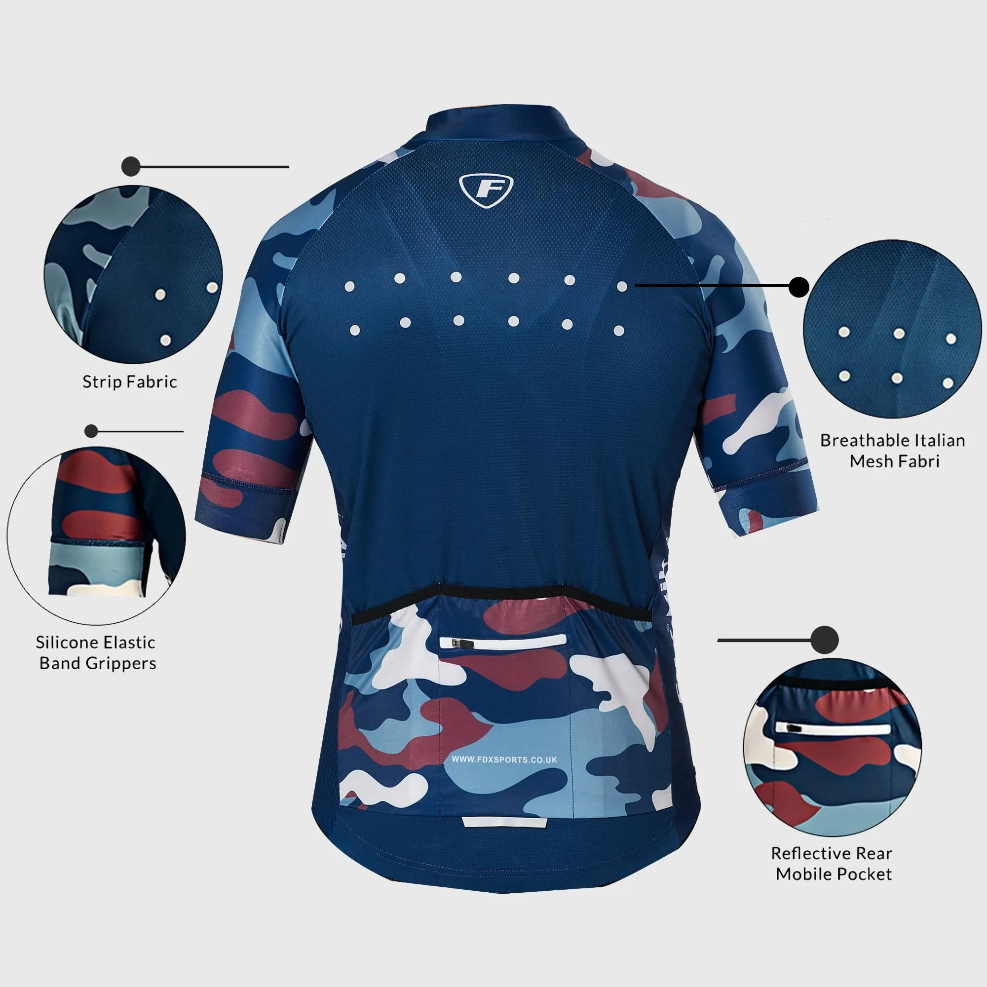 Fdx Camouflage Blue Men's & Boy's Short Sleeve Summer Cycling Jersey