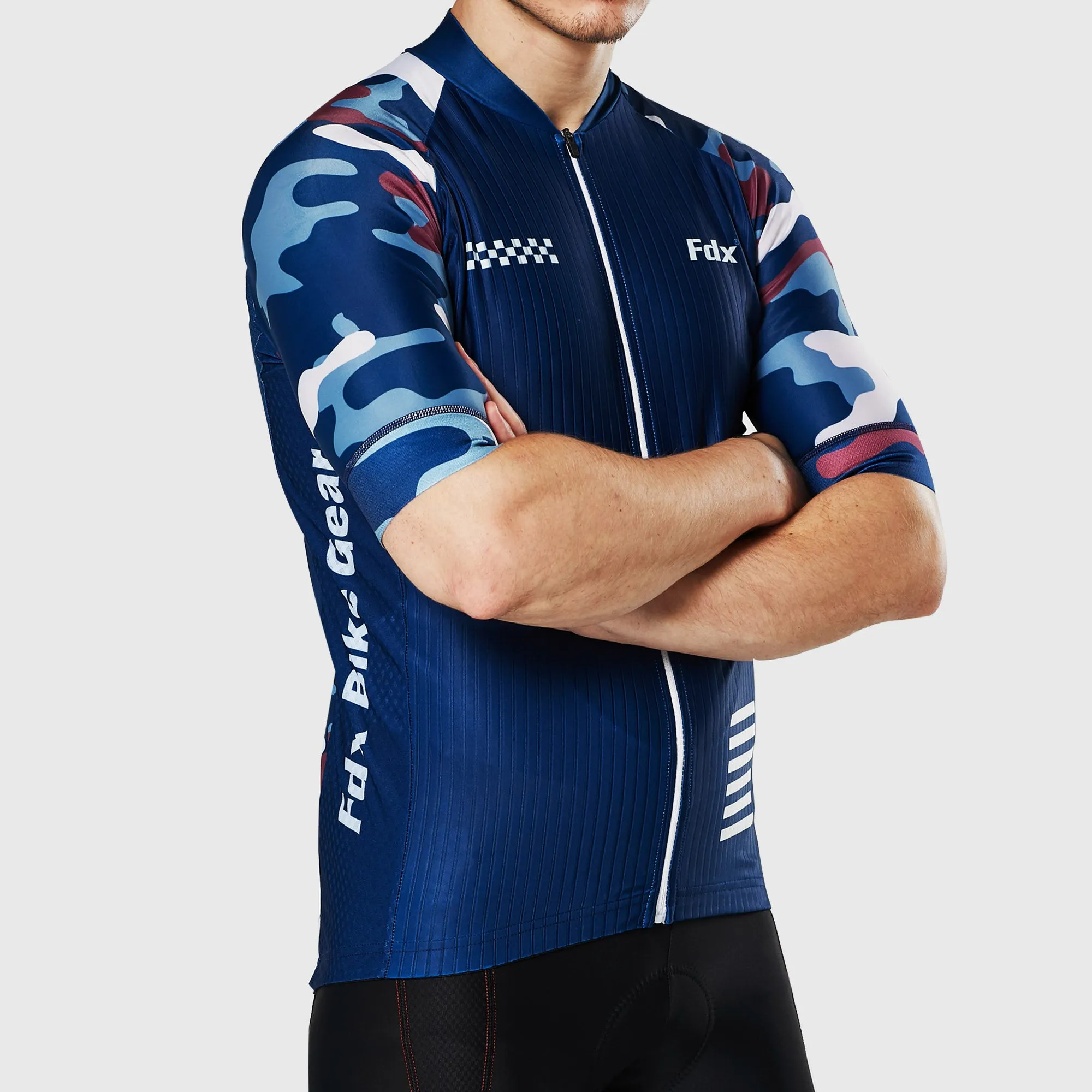 Fdx Camouflage Blue Men's & Boy's Short Sleeve Summer Cycling Jersey