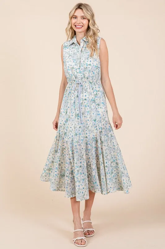 Floral Eyelet Midi Sundress