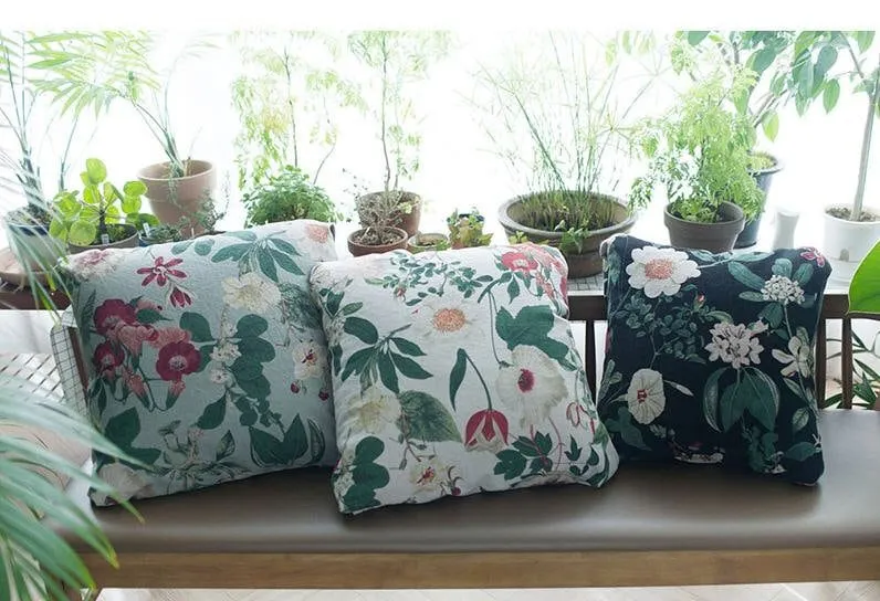 Floral Linen Blend Fabric, Big Flower Cotton Linen - Natural, Mint, Black - Quality Korean Fabric, Cotton Linen Fabric By the Yard /52946