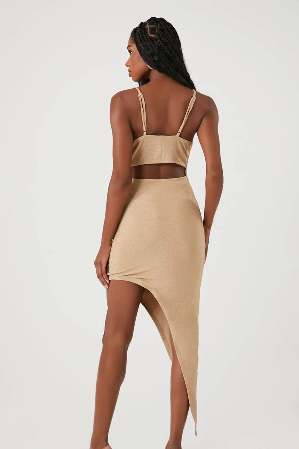 Forever 21 Asymmetrical Sequined Midi Dress, Gold