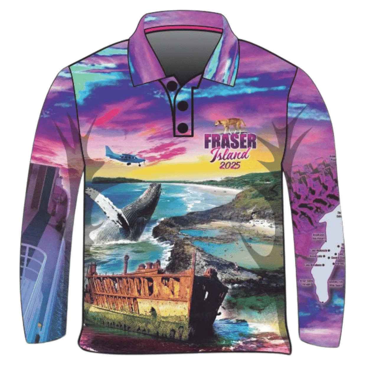 Fraser Island | Complete Fraser Island (K'gari) Purple Fishing Shirt (2025) ★Pre-Order★