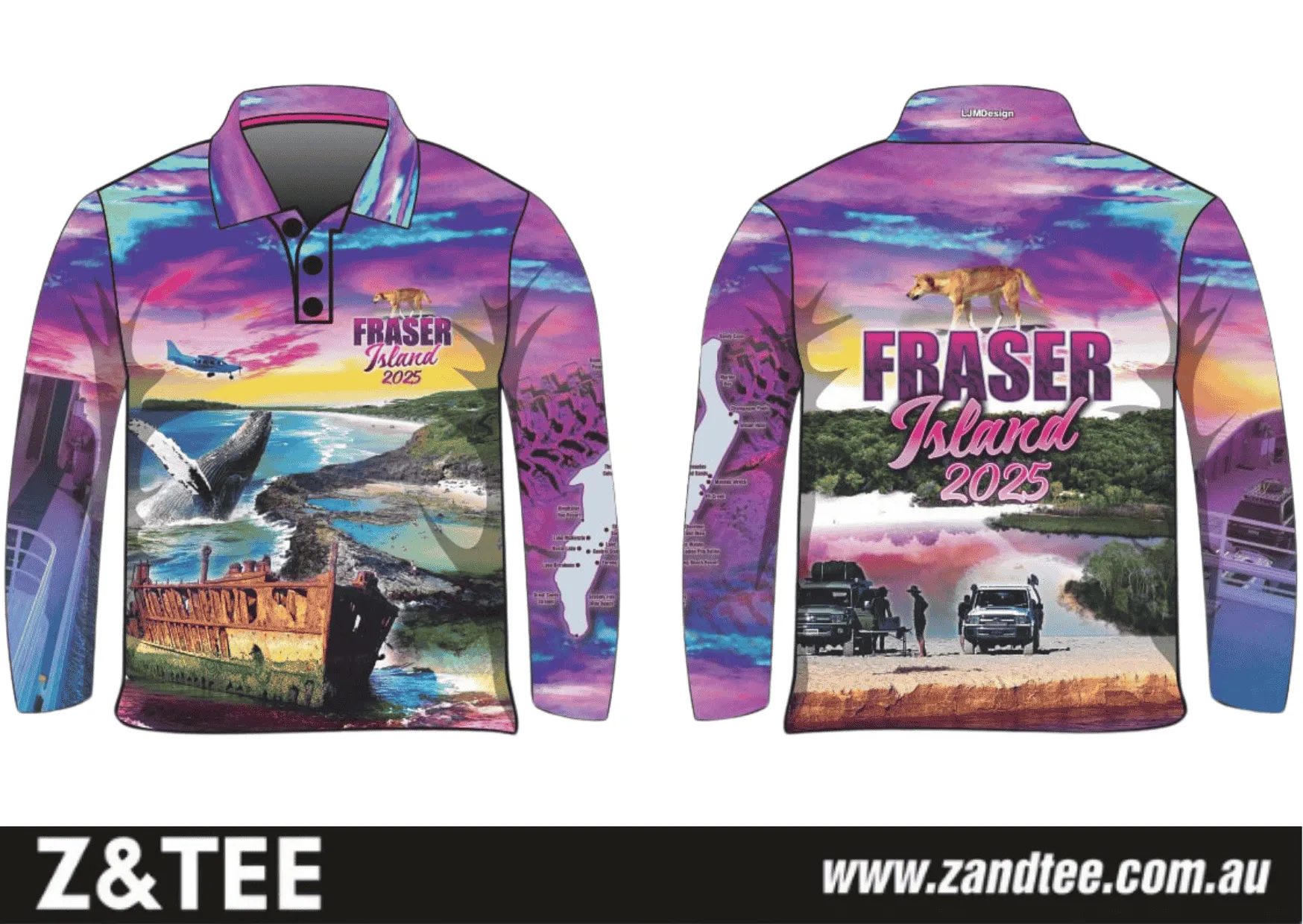 Fraser Island | Complete Fraser Island (K'gari) Purple Fishing Shirt (2025) ★Pre-Order★