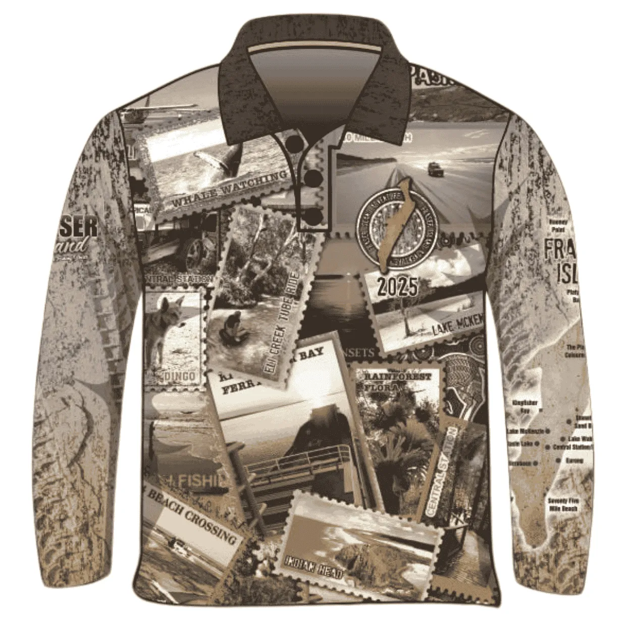 Fraser Island | Send it to Fraser Island (K'gari) Sepia Fishing Shirt (2025) ★Pre-Order★