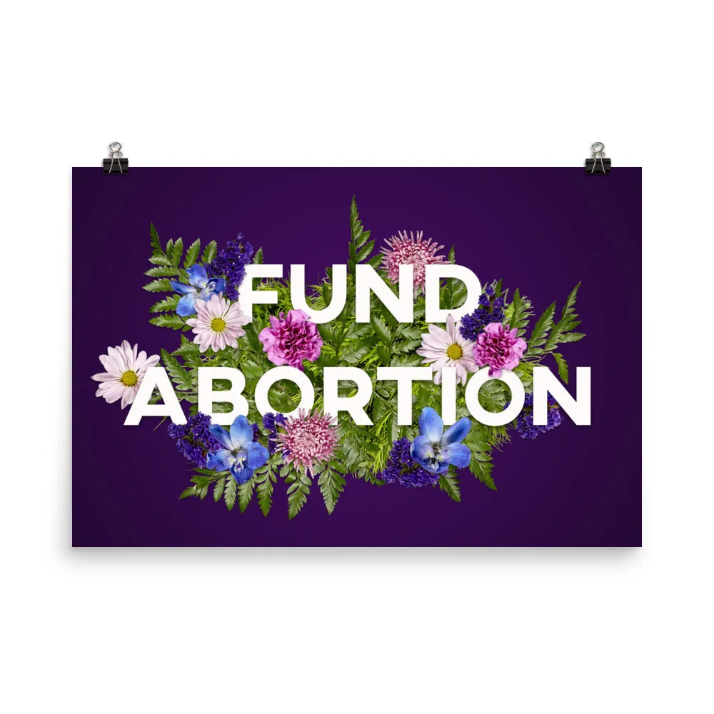 Fund Abortion Floral Poster - Purple