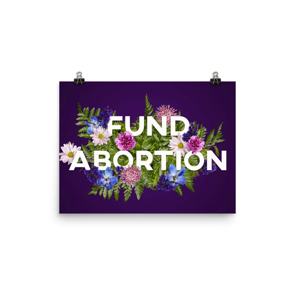 Fund Abortion Floral Poster - Purple