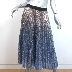 Gerard Darel Beth Sequined Pleated Midi Skirt Blue Ombre Size 3