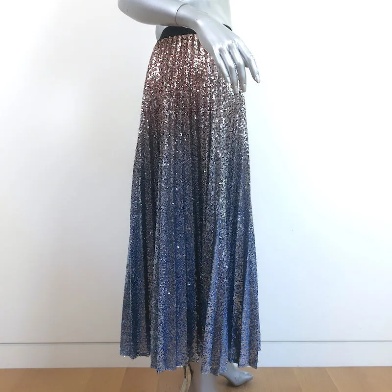 Gerard Darel Beth Sequined Pleated Midi Skirt Blue Ombre Size 3