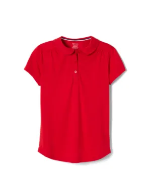 Girls Short Sleeve Moisture-Wicking Sport Polo Shirt {Red}