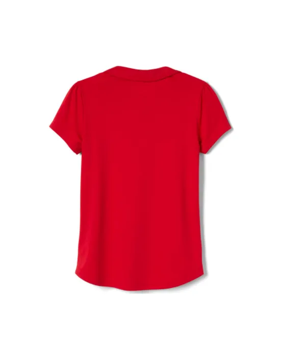 Girls Short Sleeve Moisture-Wicking Sport Polo Shirt {Red}