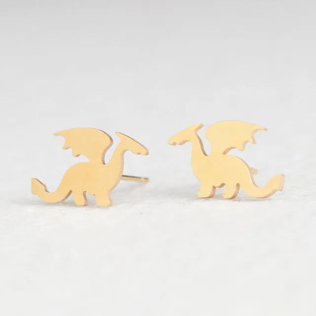 Golden and Silver Stainless Steel Minimalist Earrings for Women Trendy Stars Animal Cat Korean Stud Earrings Fashion Jewelry