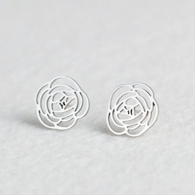 Golden and Silver Stainless Steel Minimalist Earrings for Women Trendy Stars Animal Cat Korean Stud Earrings Fashion Jewelry