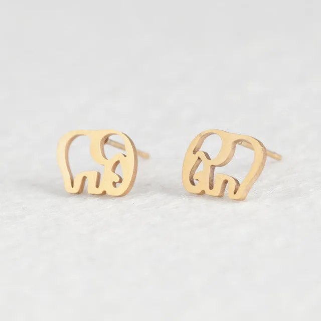 Golden and Silver Stainless Steel Minimalist Earrings for Women Trendy Stars Animal Cat Korean Stud Earrings Fashion Jewelry