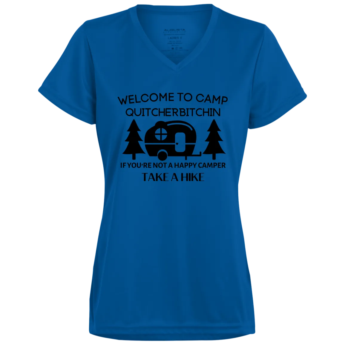 Happy Camper Ladies’ Moisture-Wicking V-Neck Tee