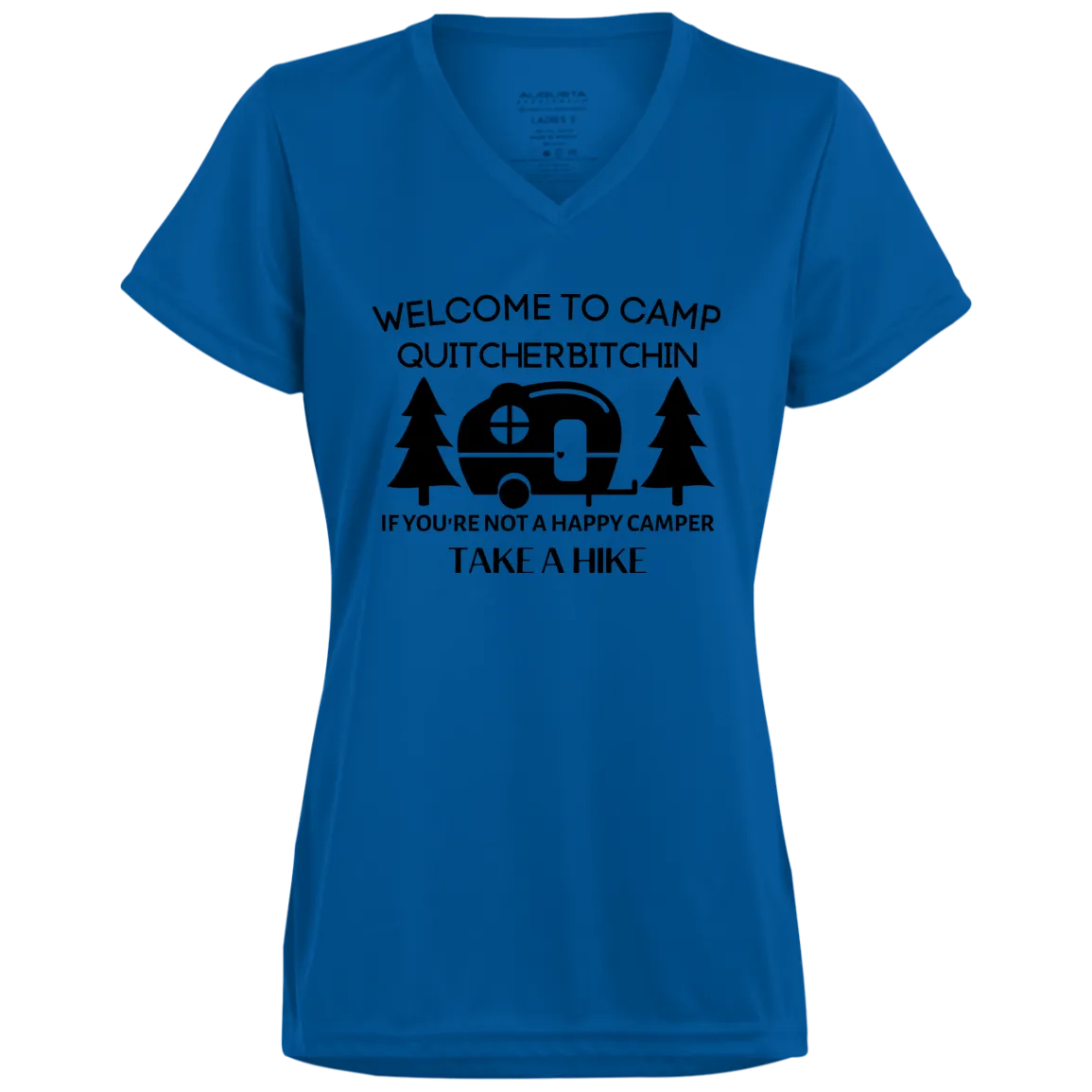 Happy Camper Ladies’ Moisture-Wicking V-Neck Tee