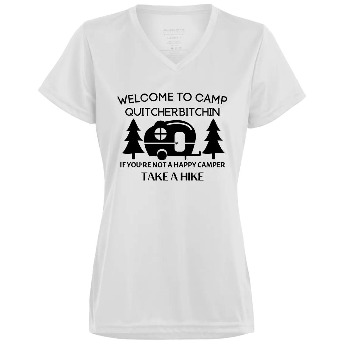 Happy Camper Ladies’ Moisture-Wicking V-Neck Tee