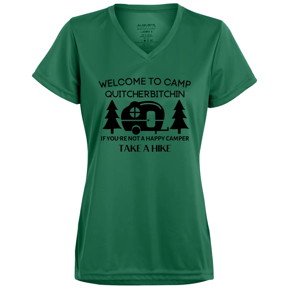 Happy Camper Ladies’ Moisture-Wicking V-Neck Tee