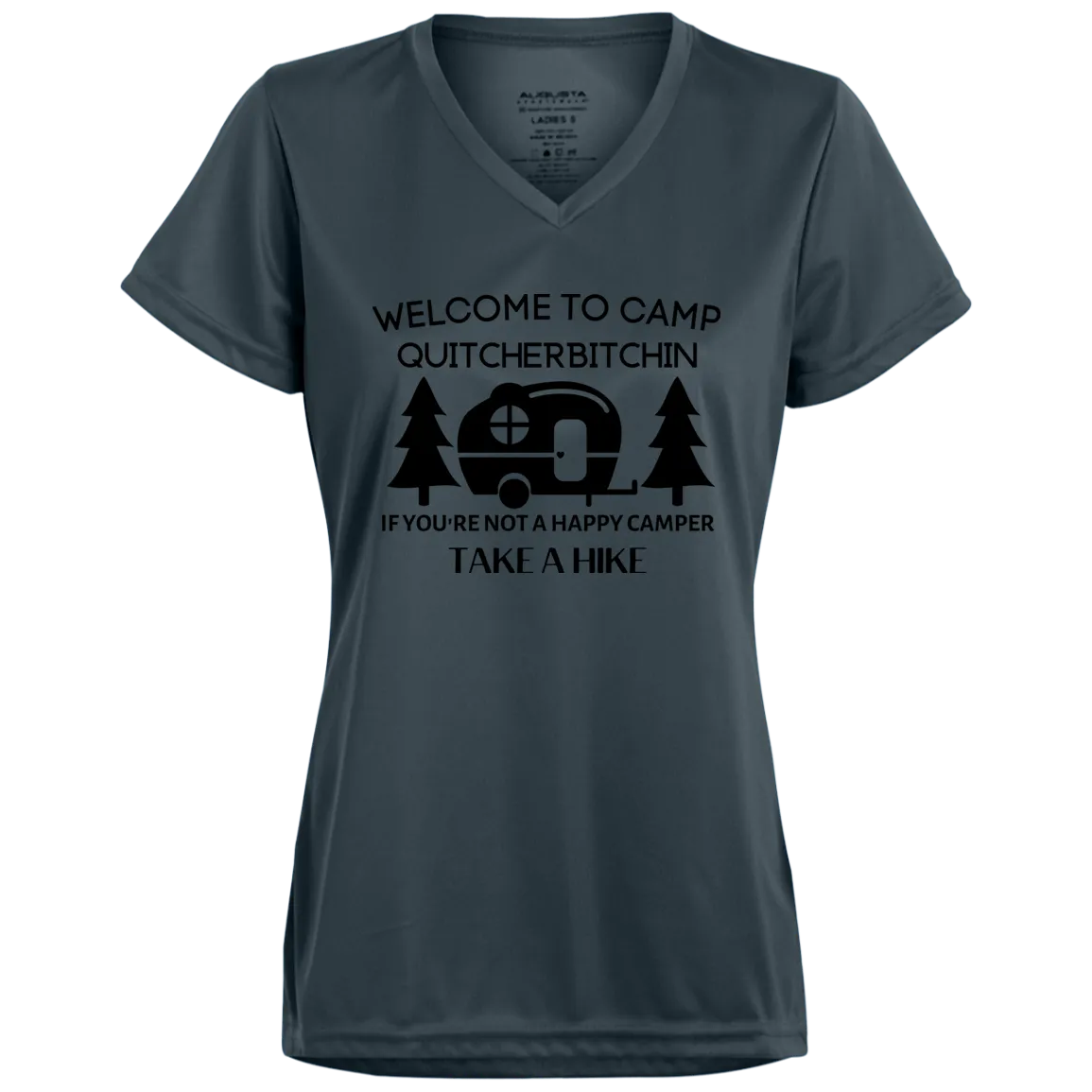 Happy Camper Ladies’ Moisture-Wicking V-Neck Tee