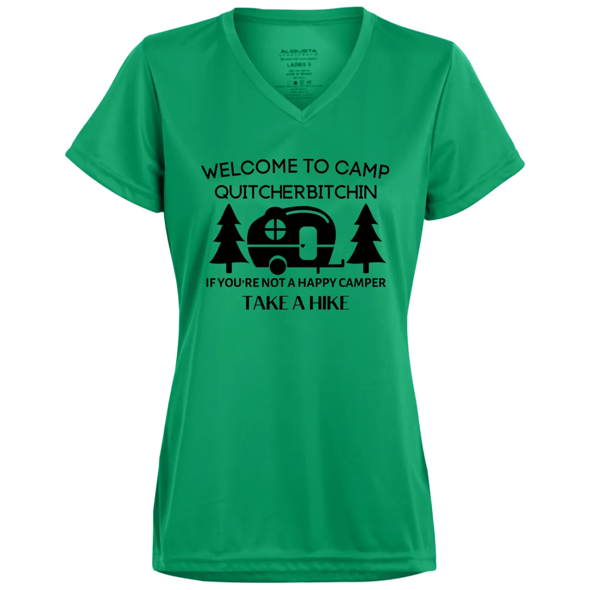 Happy Camper Ladies’ Moisture-Wicking V-Neck Tee