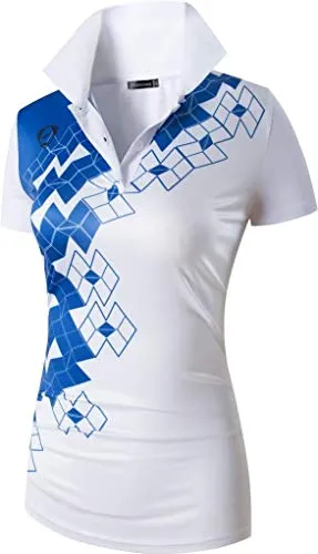 jeansian Women Sport Quick Dry Short Sleeves Polo Tee SWT289 White S