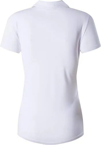jeansian Women Sport Quick Dry Short Sleeves Polo Tee SWT289 White S