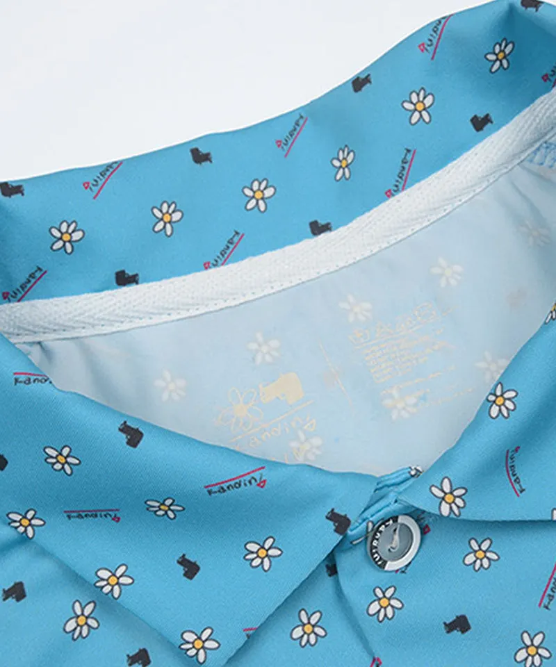 KANDINI Air Flow Printed Polo (Unisex) - Blue