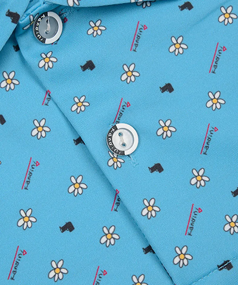 KANDINI Air Flow Printed Polo (Unisex) - Blue