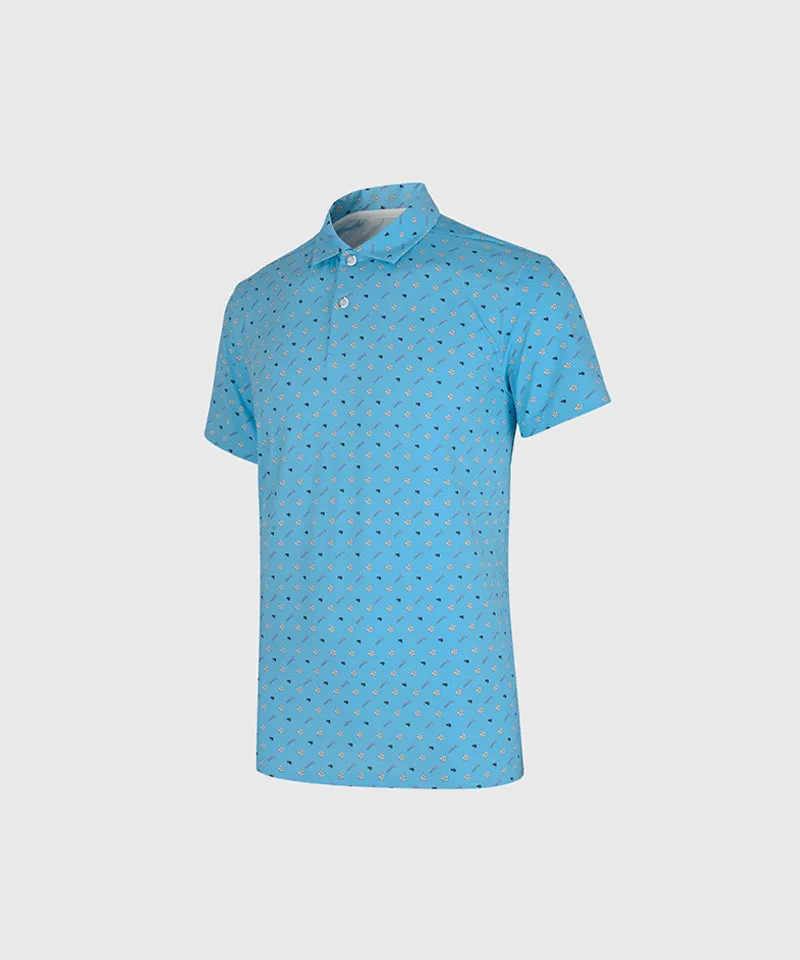 KANDINI Air Flow Printed Polo (Unisex) - Blue