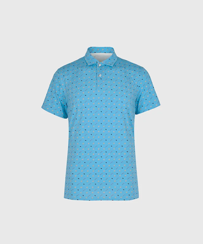 KANDINI Air Flow Printed Polo (Unisex) - Blue