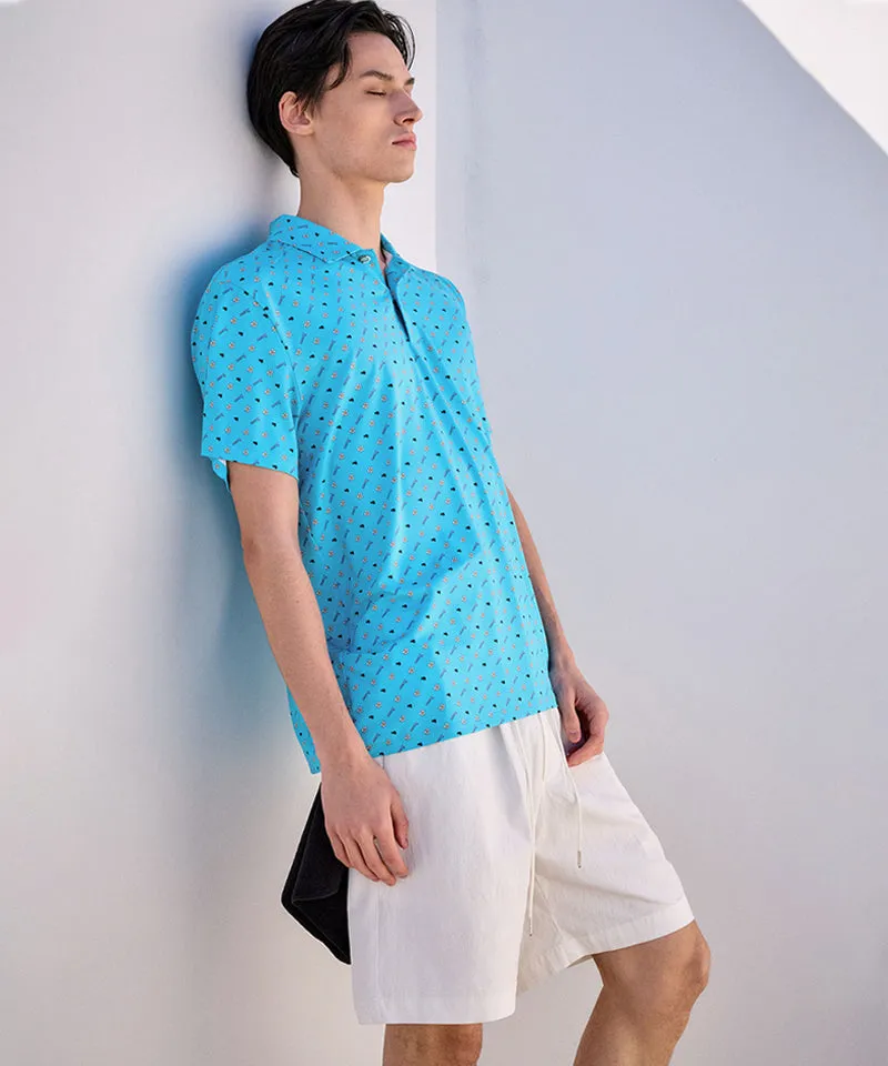 KANDINI Air Flow Printed Polo (Unisex) - Blue